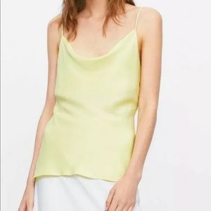 Zara silk yellow cowl tank